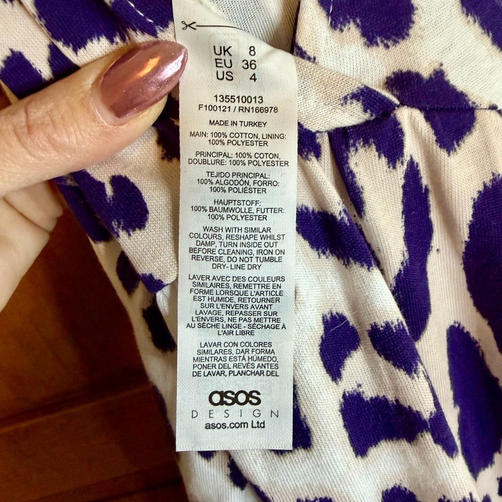 NWT Asos Design Midi Puff Ball Leopard Print Dress Size 4 - Picture 8 of 9
